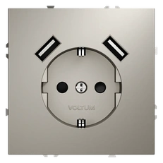 Изображение Розетка встраиваемая VOLTUM S70 с заземлением и защитными шторками 16А с USB A+A (кашемир)